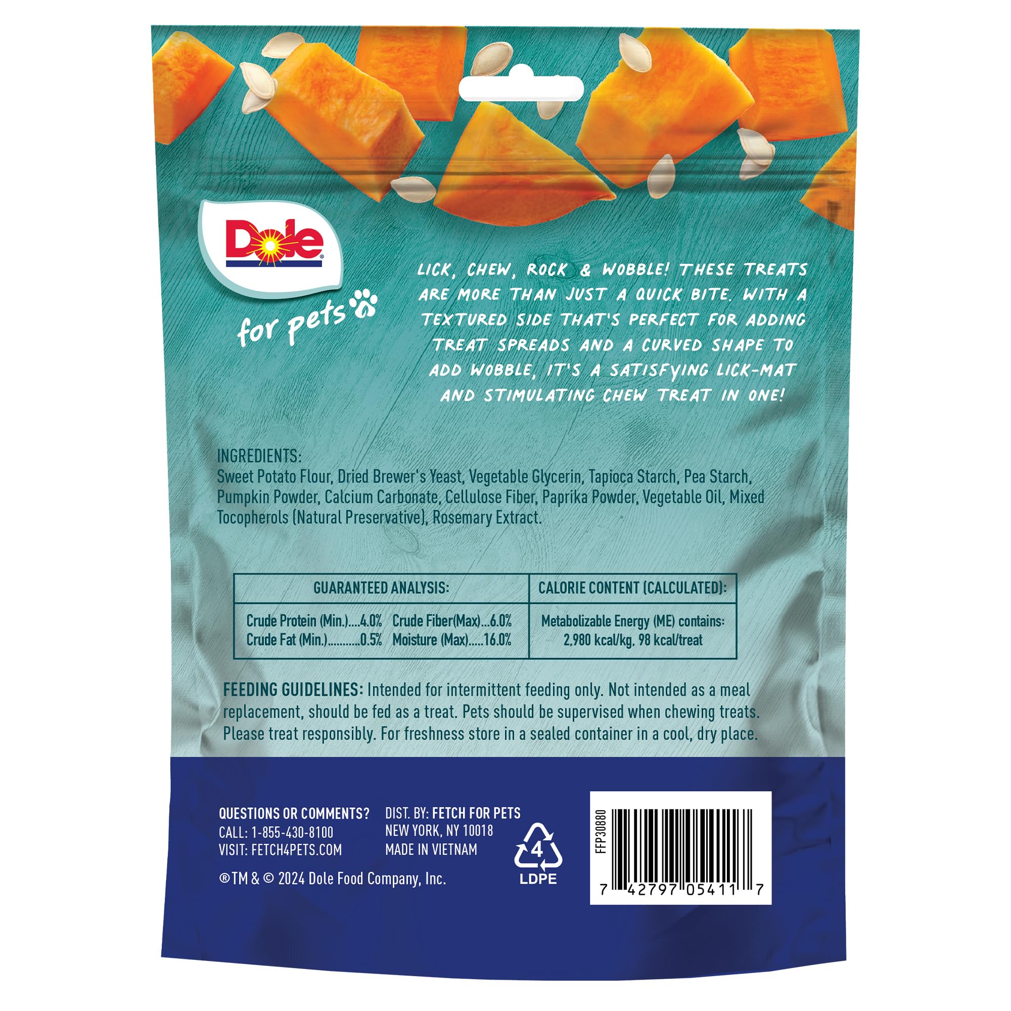 Amazon.com : Dole for Pets Freshly Fetched Lasting Chew Pumpkin